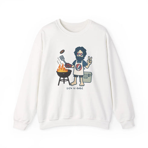 Grateful Dead - Grillin' Jerry | Life is dead. Crewneck Sweatshirt - StealieShop